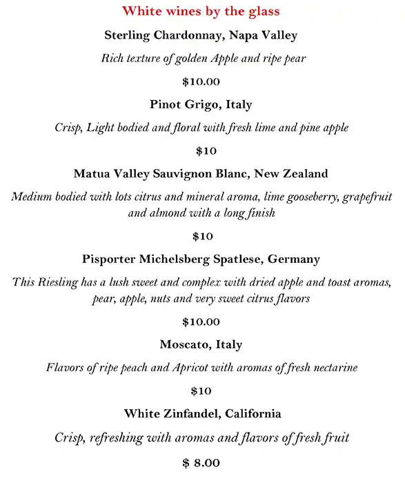 Menu of St. Martin's Wine Bistro, Lower Greenville, Dallas  