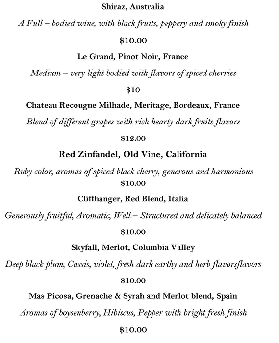 Menu of St. Martin's Wine Bistro, Lower Greenville, Dallas  