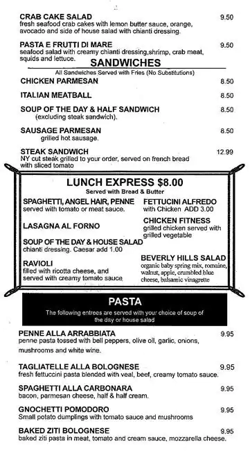 Menu of Sweet Basil Italian Grill and Bar, Far North Dallas, Dallas  