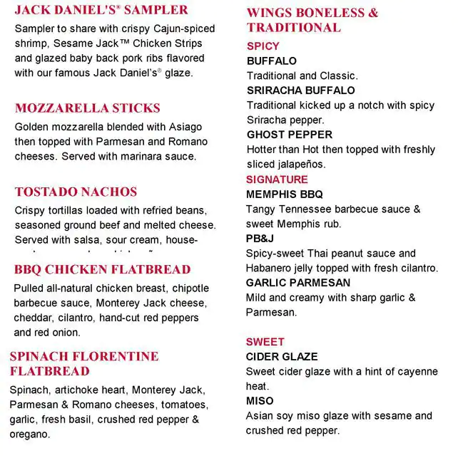 Menu of TGI Fridays, Downtown, Dallas  