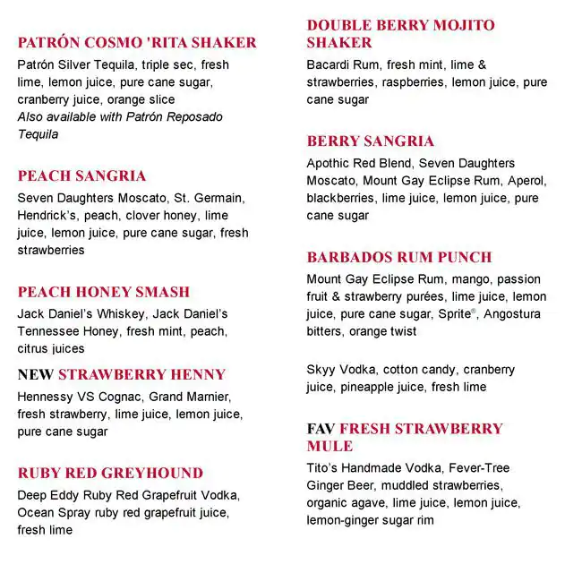 Menu of TGI Fridays, Downtown, Dallas  