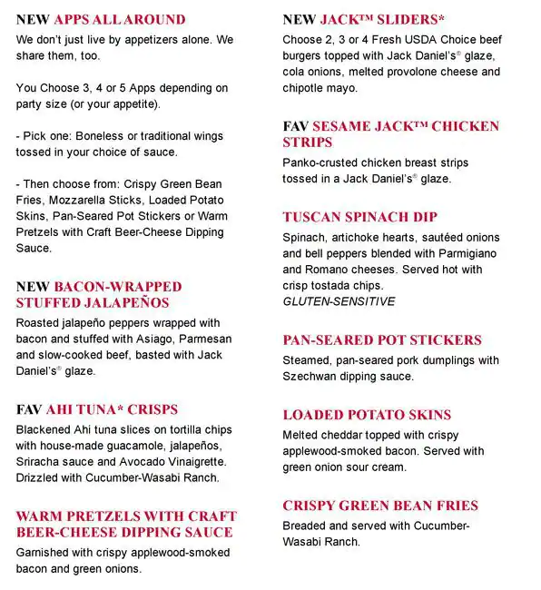 Menu of TGI Fridays, South Arlington, Arlington  