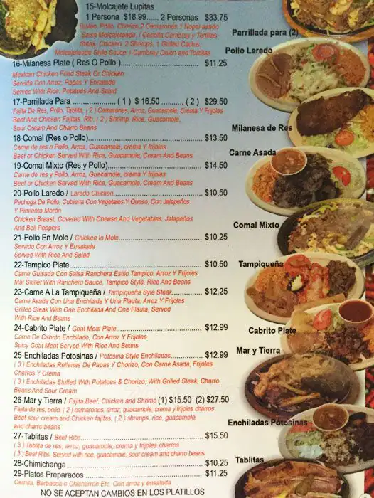 Menu of Lupita's Restaurant, Kessler, Dallas  