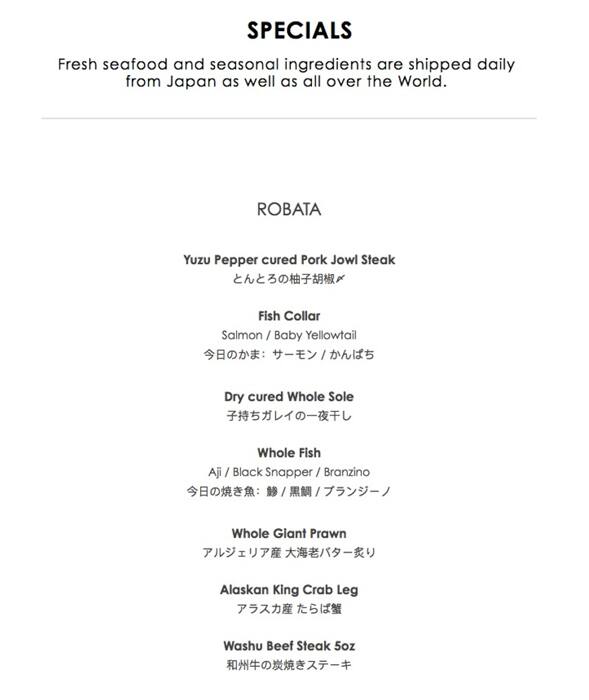 Menu of Tei Tei Robata Bar, Lower Greenville, Dallas  