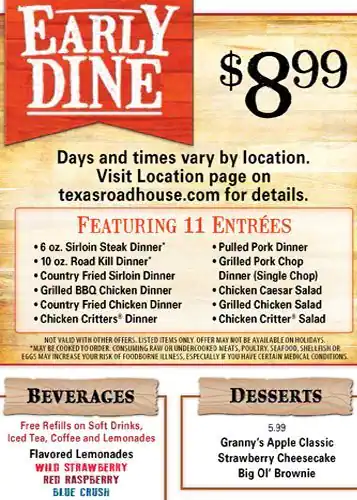 Menu of Texas Roadhouse, Bedford, Bedford  