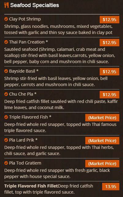 Menu of Thai Pan, Allen, Allen  