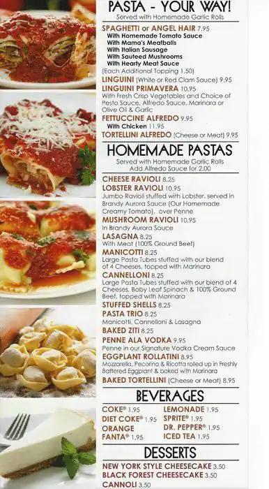 Menu of Tony's Pizza & Pasta, Lake Highlands, Dallas  