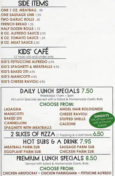 Menu of Tony's Pizza & Pasta, Lake Highlands, Dallas  