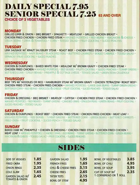 Menu of Tops Cafe, Oak Cliff, Dallas  