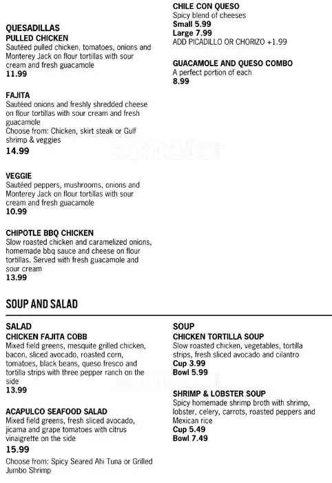 Menu of Uncle Julio's, Oak Lawn, Dallas  