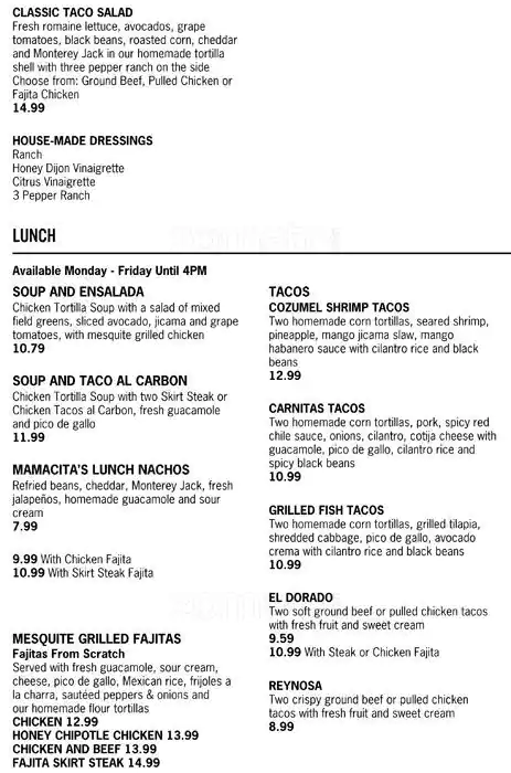 Menu of Uncle Julio's, Oak Lawn, Dallas  