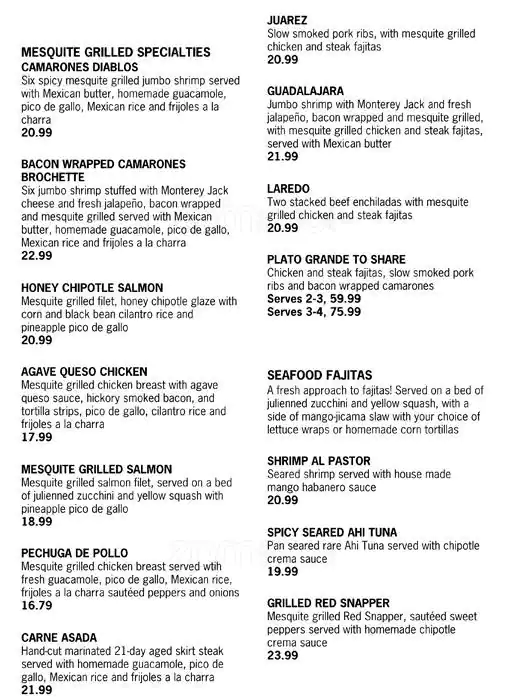 Menu of Uncle Julio's, Oak Lawn, Dallas  