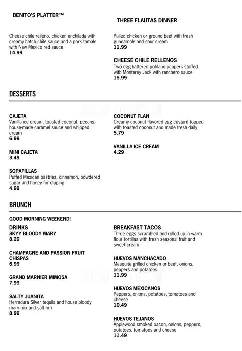 Menu of Uncle Julio's, Oak Lawn, Dallas  