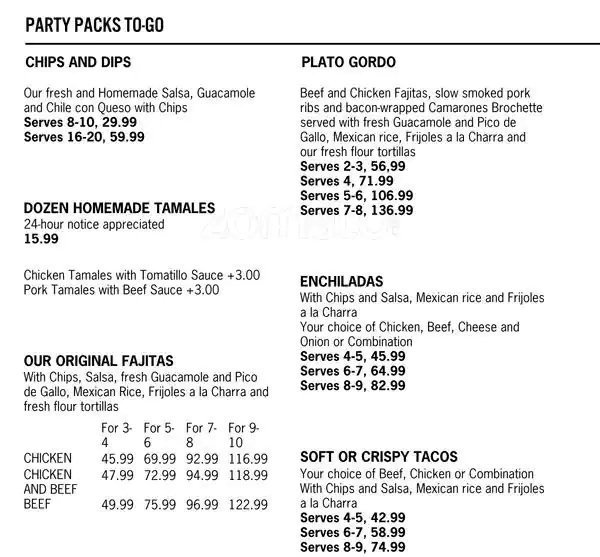 Menu of Uncle Julio's, Oak Lawn, Dallas  