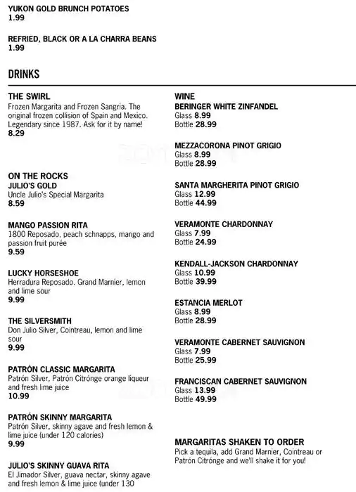Menu of Uncle Julio's, Oak Lawn, Dallas  