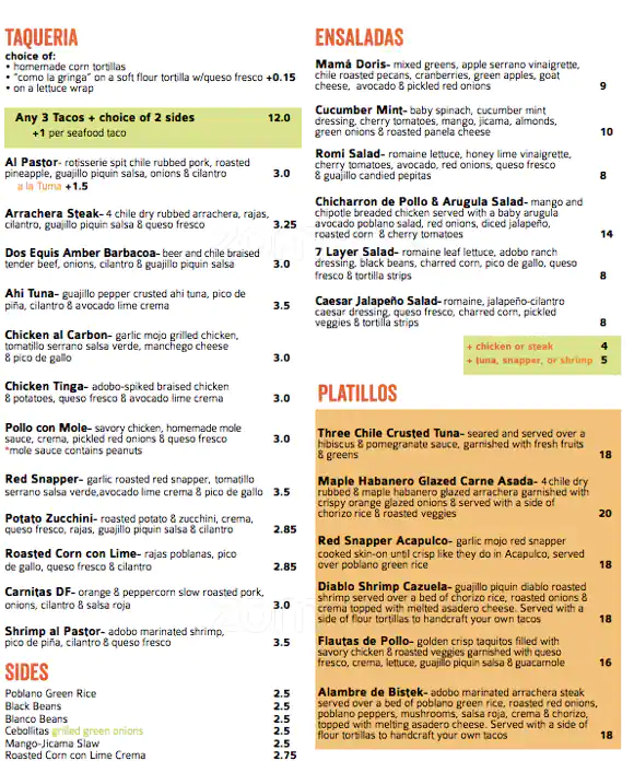 Menu of Urban Taco, Northeast Dallas, Dallas  