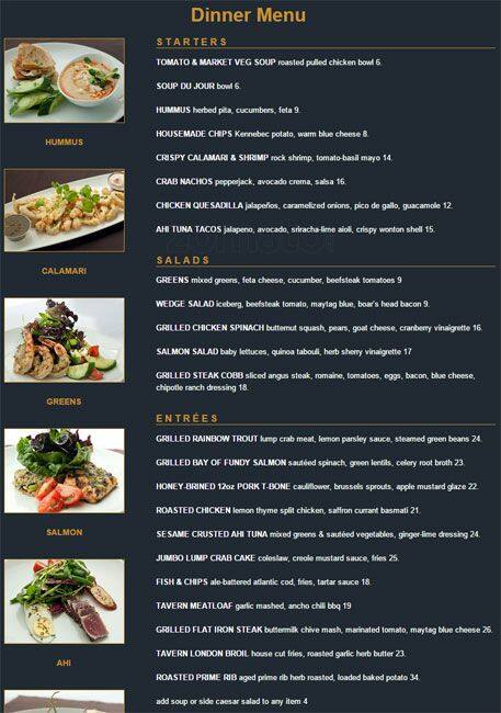 Menu of Victory Tavern, Victory Park, Dallas  