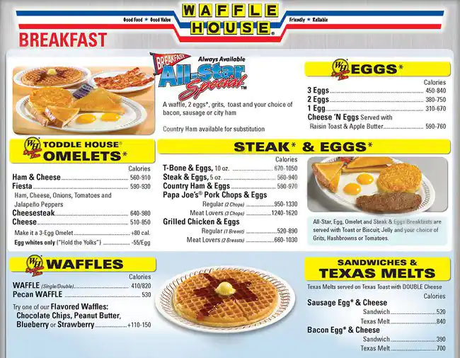 Menu of Waffle House, Arlington, Arlington  