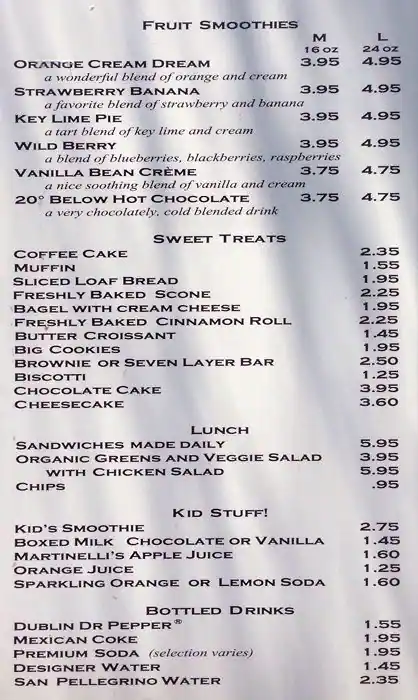 Menu of White Rock Coffee, Lake Highlands, Dallas  