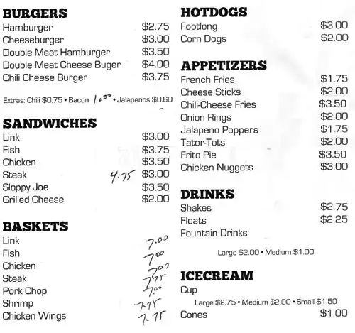 Menu of Wimpy's Hamburgers, West Dallas, Dallas  