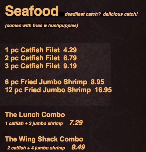 Menu of Wing Shack, Lovefield, Dallas  