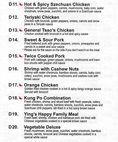 Menu of Ying Cafe, Garland, Arlington  