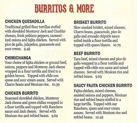 Menu of Mexican Inn Cafe, Burleson, Burleson  