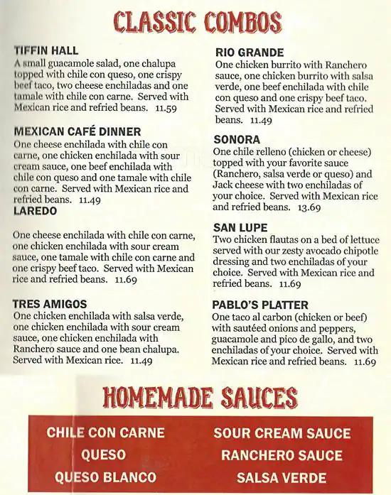 Menu of Mexican Inn Cafe, Burleson, Burleson  