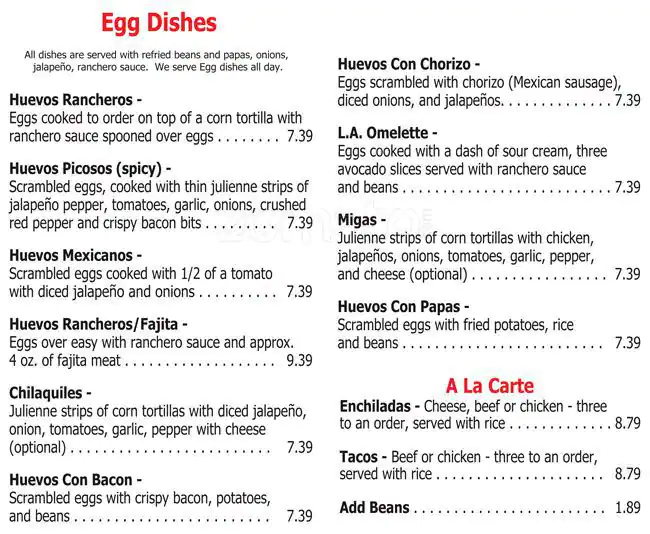 Menu of Antonio's Mexican Restaurant, Burleson, Burleson  