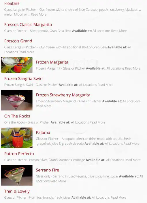 Menu of Frescos Cocina Mexicana, Burleson, Burleson  