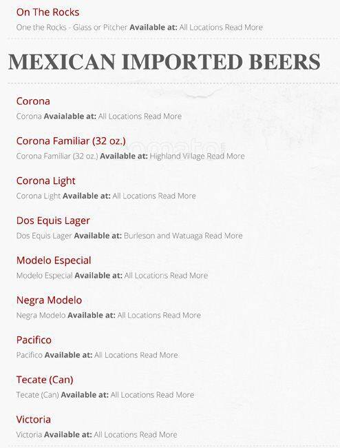 Menu of Frescos Cocina Mexicana, Burleson, Burleson  