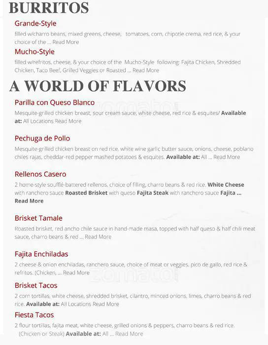 Menu of Frescos Cocina Mexicana, Burleson, Burleson  