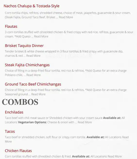 Menu of Frescos Cocina Mexicana, Burleson, Burleson  