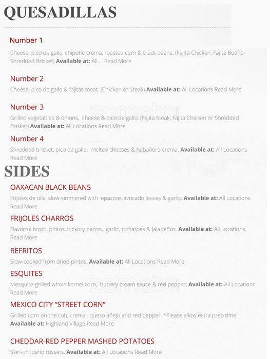Menu of Frescos Cocina Mexicana, Burleson, Burleson  