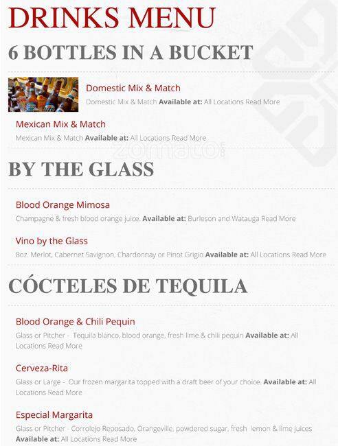 Menu of Frescos Cocina Mexicana, Burleson, Burleson  