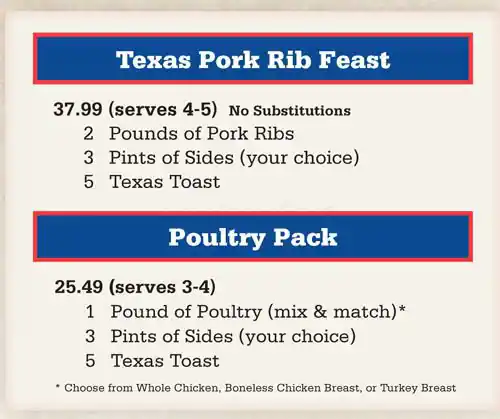 Menu of Cousins Bar-B-Que, Crowley, Burleson  