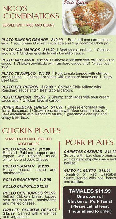 Menu of Nico's Cocina, Carrollton, Carrollton  