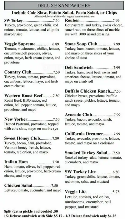 Menu of Stone Soup Cafe, Burleson, Burleson  