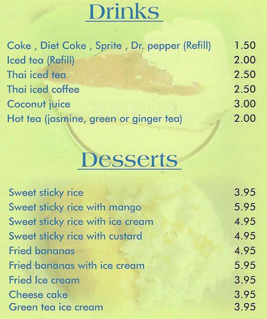 Menu of Spice Thai Cafe, Allen, Allen  