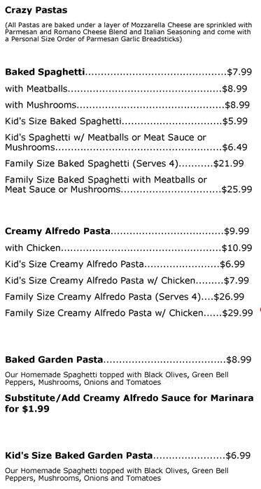 Menu of Crazy Tomato, Allen, Allen  