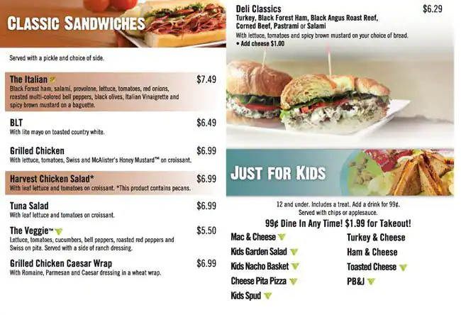 Menu of McAlister's Deli, Arlington, Arlington  