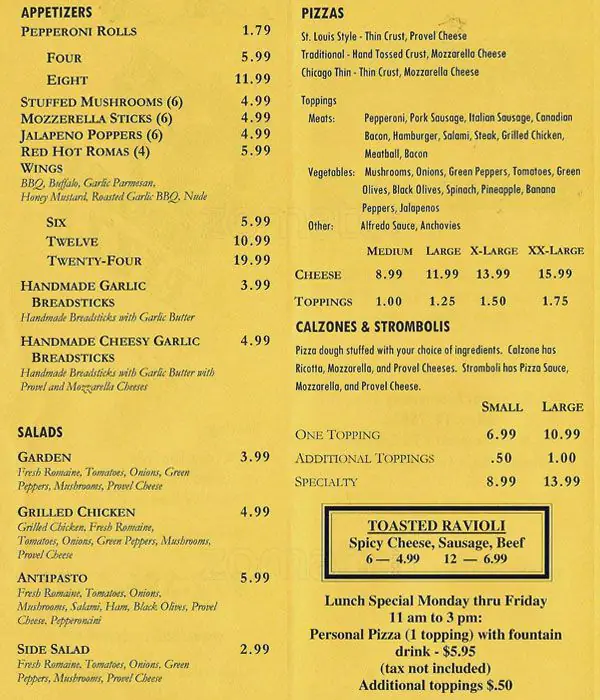 Menu of 5th Street Pizza, Allen, Allen  