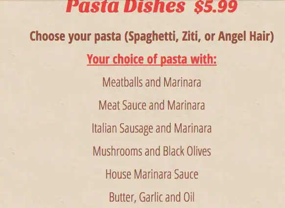 Menu of Villa Dianna Italian Restaurant, Burleson, Burleson  