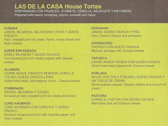 Menu of La Hechizera Tortas, Far North Dallas, Dallas  