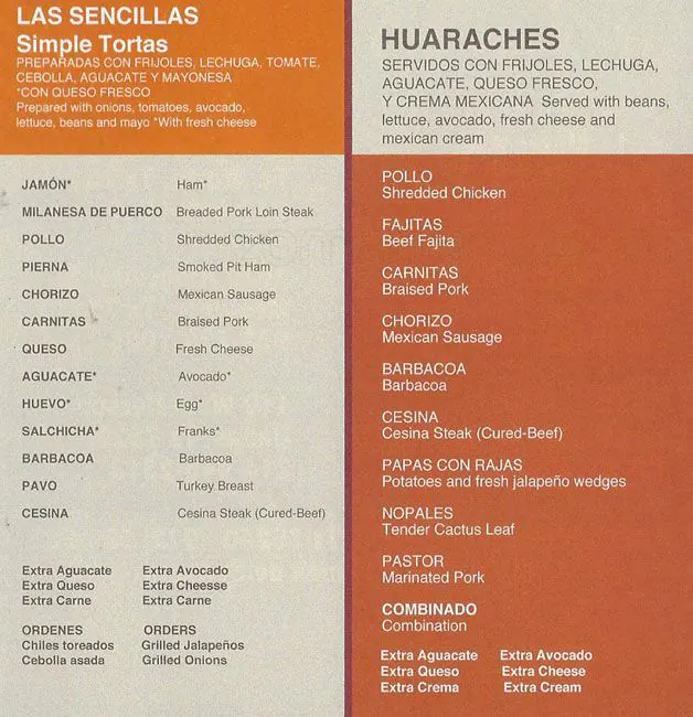 Menu of La Hechizera Tortas, Far North Dallas, Dallas  