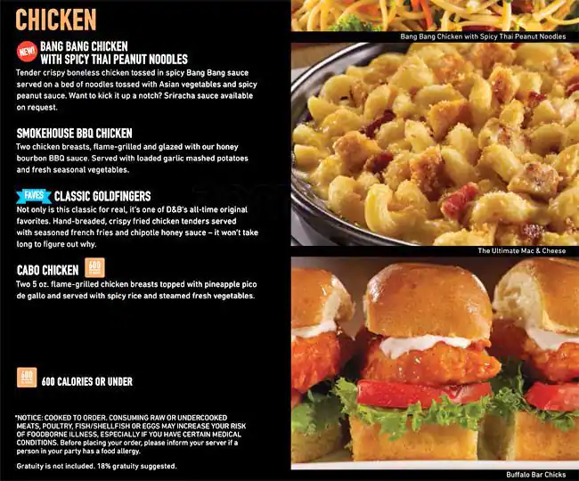 Menu of Dave & Busters, Arlington, Arlington  