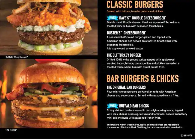 Menu of Dave & Busters, Arlington, Arlington  