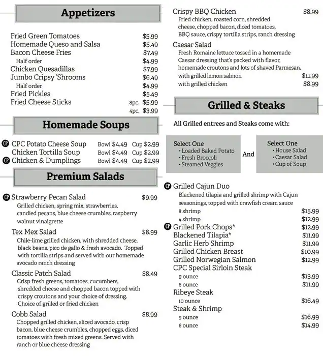 Menu of Cotton Patch Cafe, Burleson, Burleson  