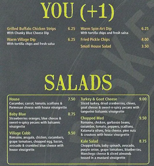 Menu of Village Burger Bar, Allen, Allen  