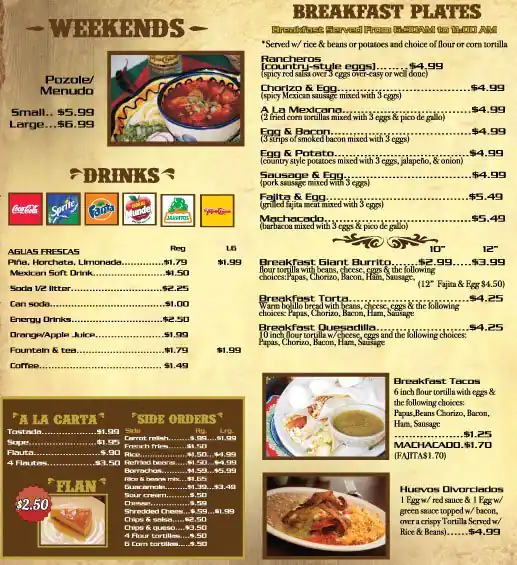 Menu of El Paisa Cocina Mexicana, Bedford, Bedford  